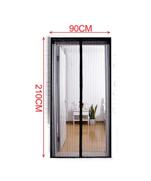Tenda Zanzariera Magnetica Nera Per Porta Finestra Con Adesivo In Velcro Misura 90X210cm