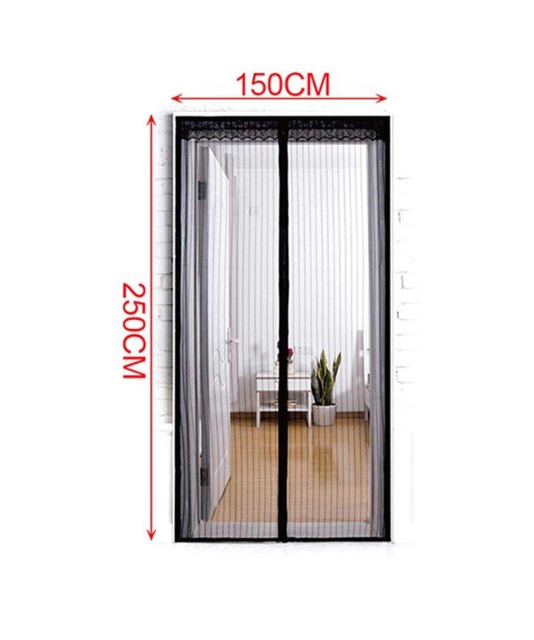 Tenda Zanzariera Magnetica Nera Per Porta Finestra Con Adesivo In Velcro Misura 150X250cm