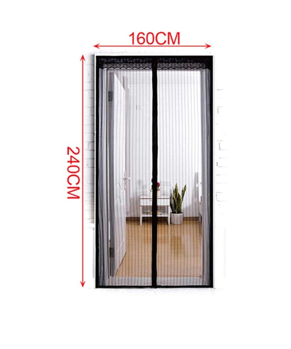 Tenda Zanzariera Magnetica Nera Per Porta Finestra Con Adesivo In Velcro Misura 160X240cm