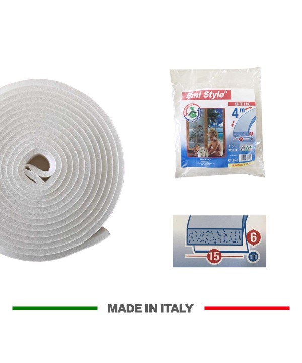4 Metri Parafreddo Adesivo in Spugna Per Porte e Finestre 15X6mm Made In Italy