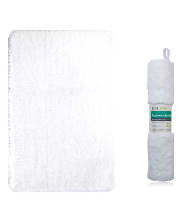 Tappeto in Microfibra Multiuso Antiscivolo Soffice Assorbente Lavabile 40x60cm Bianco