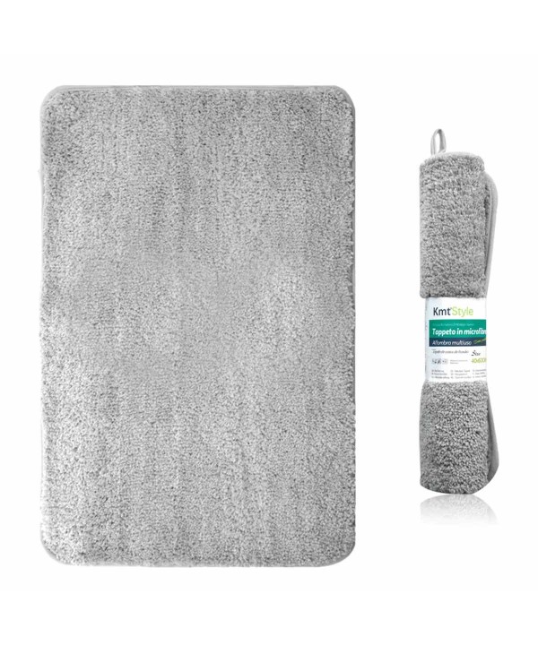 Tappeto in Microfibra Multiuso Antiscivolo Soffice Assorbente Lavabile 40x60cm Grigio Chiaro
