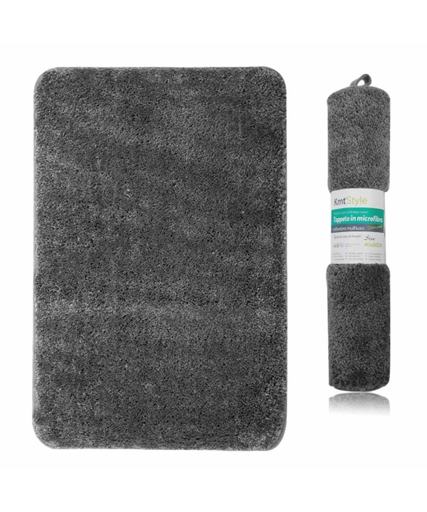 Tappeto in Microfibra Multiuso Antiscivolo Soffice Assorbente Lavabile 40x60cm Grigio Scuro