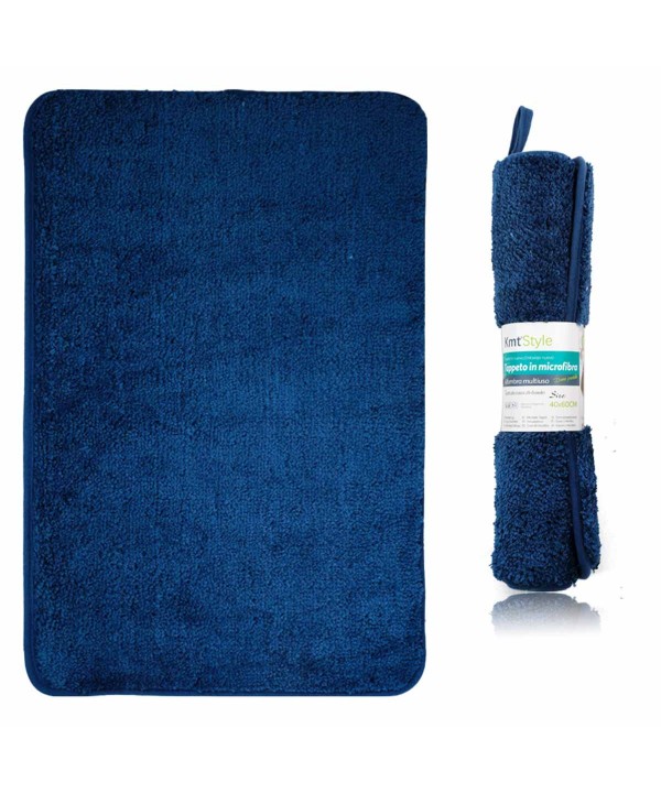 Tappeto in Microfibra Multiuso Antiscivolo Soffice Assorbente Lavabile 40x60cm Blu Scuro