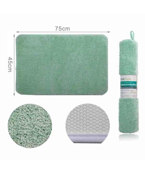 Tappeto in Microfibra Multiuso Antiscivolo Soffice Assorbente Lavabile 45x75cm Verde Acqua