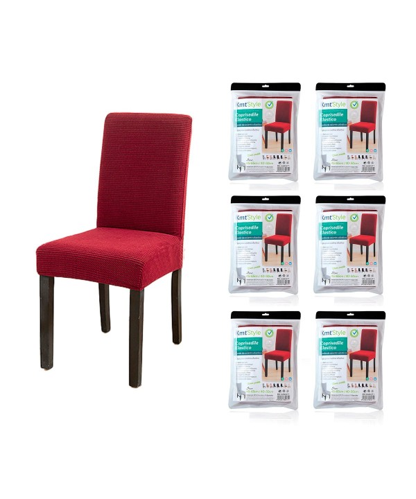 6 Pezzi Coprisedile Elastico Colore Rosso adatto per Sedie da 40 50cm di Larghezza e 45 65cm di Altezza in Poliestere