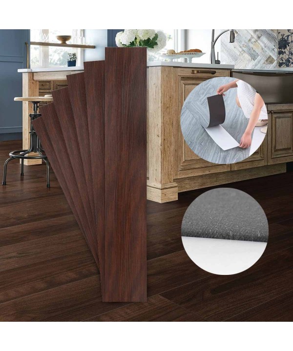 6 Piastrelle Adesive Pavimento in PVC Adesivo 914X152mm Effetto Legno Parquet