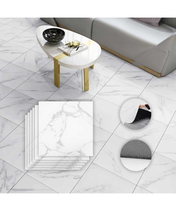 6 Piastrelle Adesive Pavimento in PVC Adesivo Quadrato 40X40cm Effetto Marmo