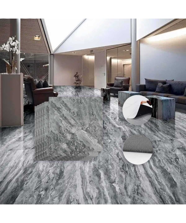 6 Piastrelle Adesive Pavimento in PVC Adesivo Quadrato 40X40cm Effetto Marmo