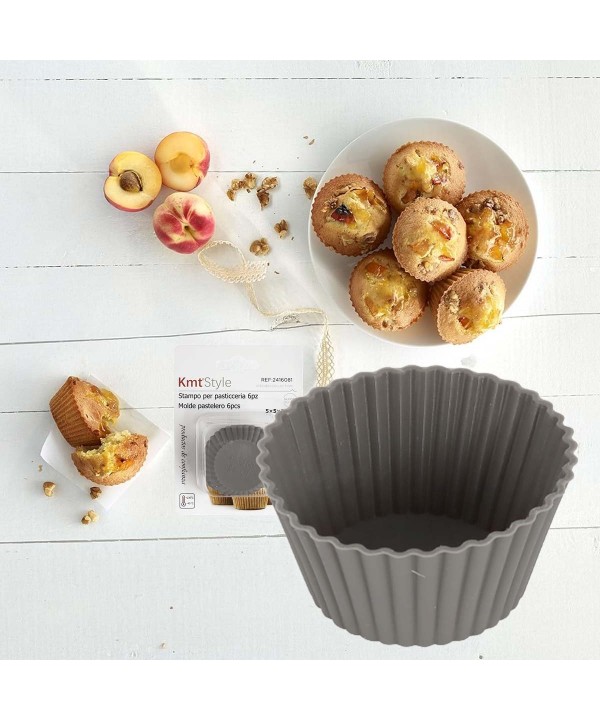 6 Pezzi Stampo Rotondo Forma Muffin Cupcake Budini da 5 x 2.5cm in Silicone di Alta Qualità Riutilizzabili