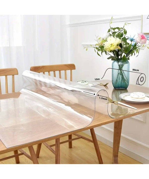 Tovaglia PVC Impermeabile Trasparente Rettangolare Spessore 1,5mm Larga 90cm Lunga 10 metri