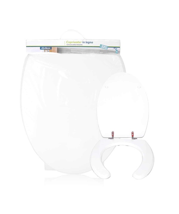 Sedile WC Copriwater Universale in Legno per Disabile Forma O 19'' 45X36mm Distanza Fori 175-205mm