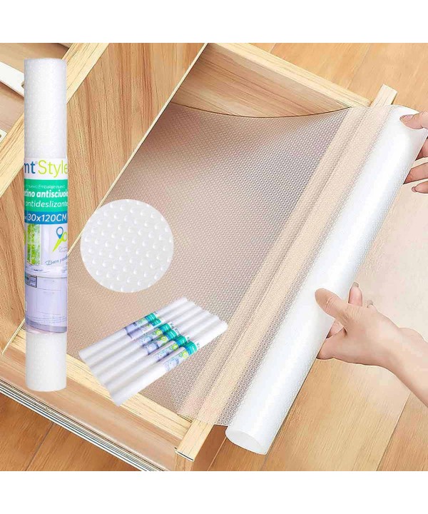 6 Pezzi Tappetino per Cassetti Ritagliabile, Rivestimento Non-Adesivo EVA Plastica Antiscivolo Versione a Bollicine 30x120cm
