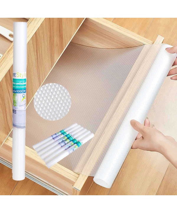 6 Pezzi Tappetino per Cassetti Ritagliabile, Rivestimento Non-Adesivo EVA Plastica Antiscivolo Versione a Quadretti 45x100cm