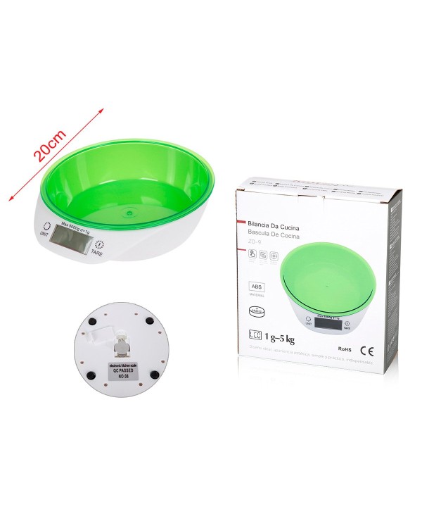 Mini Bilancia Digitale con Schermo LCD da Cucina Forma Ciotola Misura in KG e G Diametro 20cm a Batteria CR2032