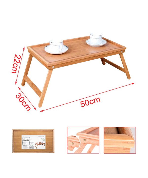Tavolino da Letto Divano Pieghevole in Bambu Mini Tavolo Multifunzione Scrivania Portatile Lunghezza 50cm x Larghezza 30 cm