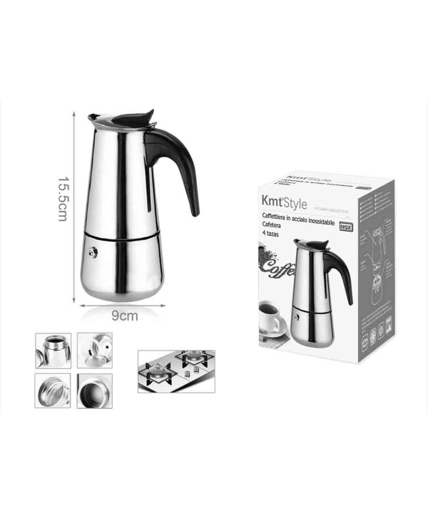 Caffettiera In acciaio Inossidabile 4 Tazze Alta 15,5cm