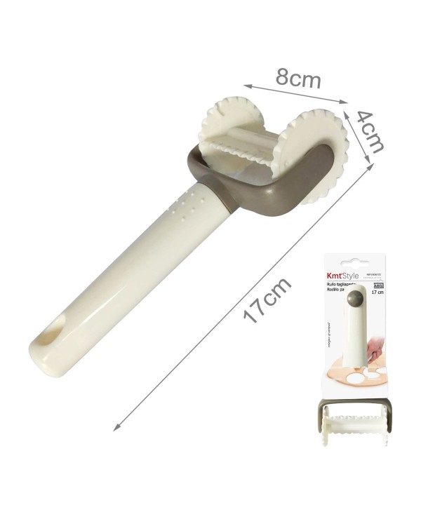 Rullo Tagliapasta Mulifunzione a 2 Rotelle per Stampi Toretellini Pasta Fresca Biscotti Misura 17x8cm Rotella 4cm