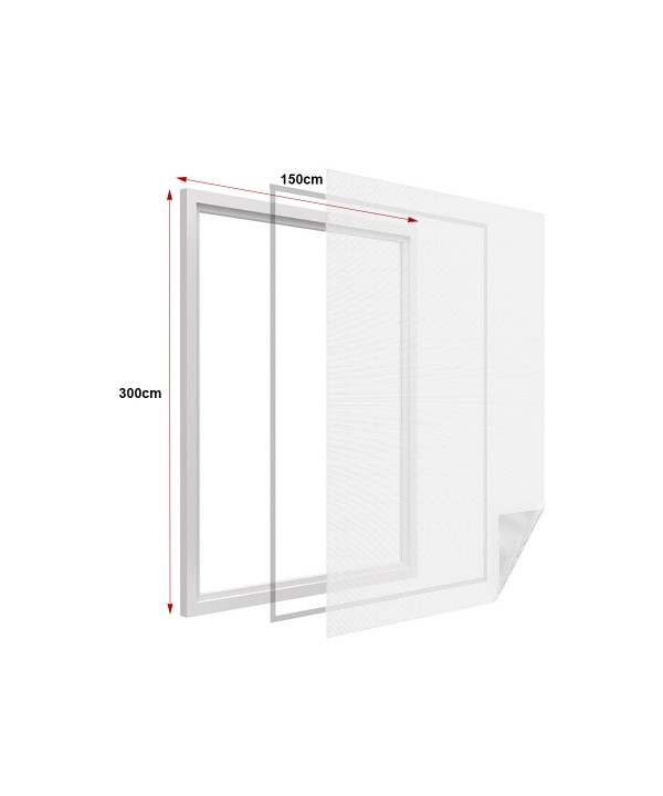 Zanzariera Finestra Bianca Adesiva Con Nastro In Velcro Misura 150X300cm