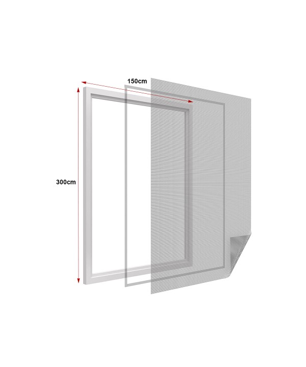 Zanzariera Finestra Nera Adesiva Con Nastro In Velcro Misura 150X300cm