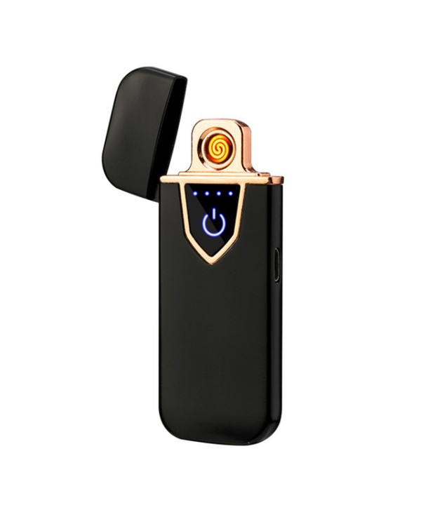 Accendino Elettrico Dual Face USB Ricaricabile Antivento Senza Fiamma Colore Nero Opale
