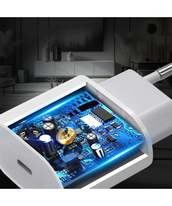 Alimentatore USB C da 20W Ricarica Veloce PD20W Bianco per SmartPhone Tablet Console e Ecc