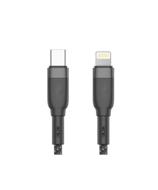 Cavo USB C PD Lightning Ricarica Veloce 3,5A Nero 1 Metro Nylon Intrecciato