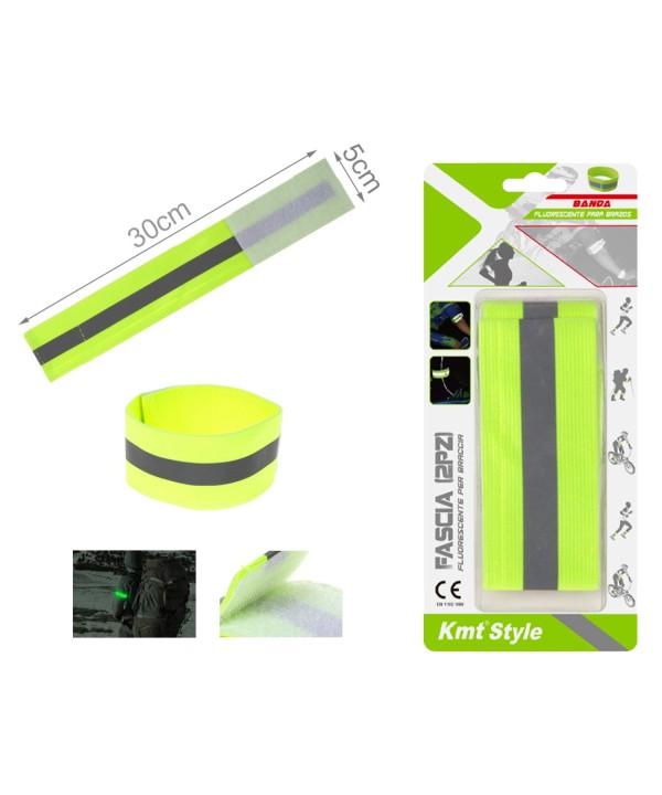 2 pz Fascia Fluorescente Multiuso 30 x 5 cm Modello con Striscia