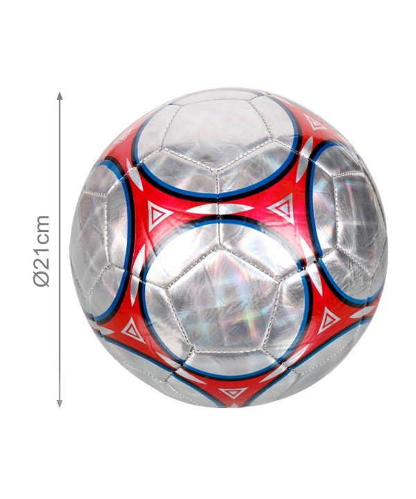 Palla da Calcio per Training Sport e Tempo Libero Colore Rosso e Argento Diametro 21cm