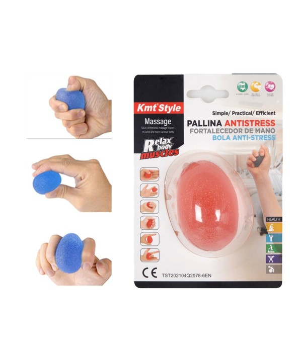 Pallina Antistress Forma Ovale in Silicone per Fisioterapia Colori Assortiti