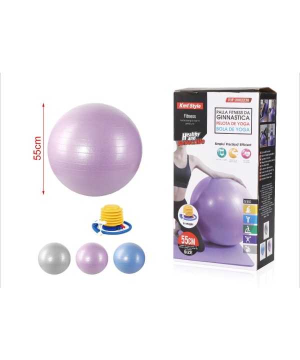 Palla Pilates Fitness Da Ginastica Yoga Grande 55cm Colore Assortito