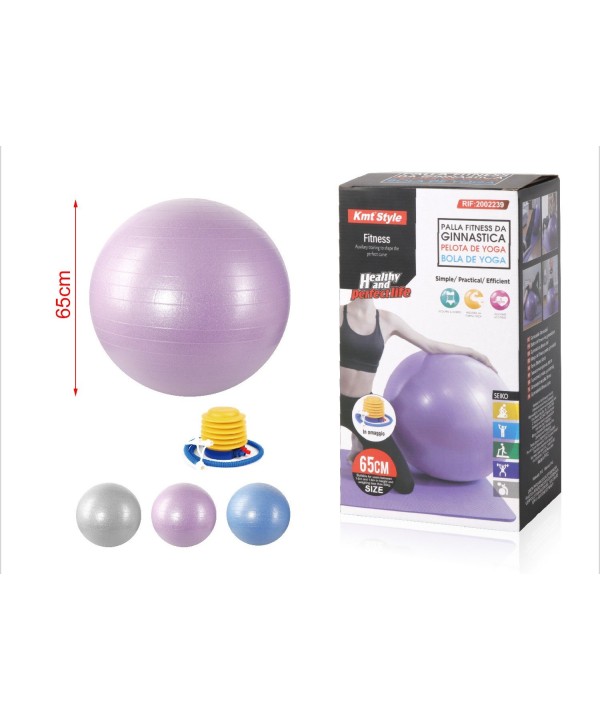 Palla Pilates Fitness Da Ginastica Yoga Grande 65cm Colore Assortito