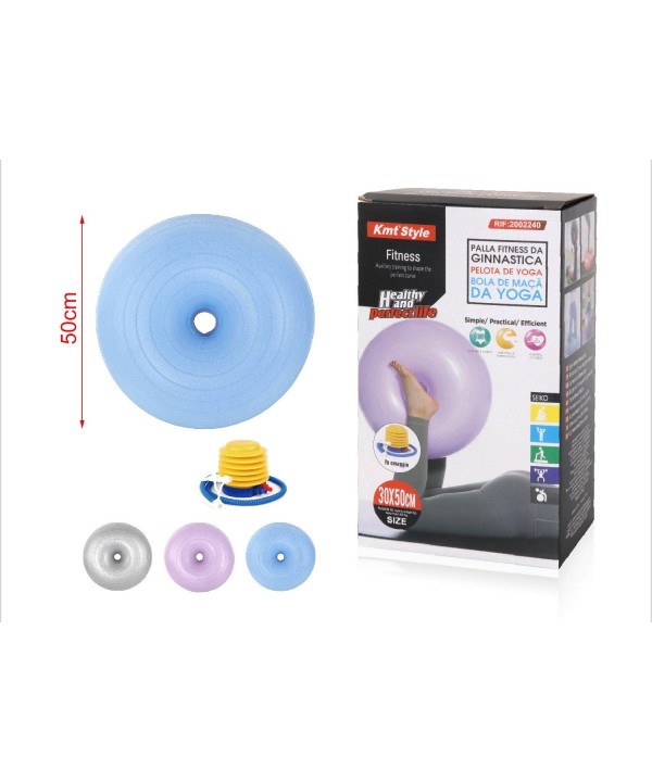 Palla Pilates Fitness Da Ginastica Yoga Forma Ciambella Diametro 30x50cm Colore Assortito