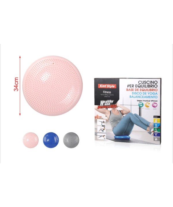 Cuscino Per L'equilibrio Gonfiabile Allenamento Fitness Diametro 34cm Colore Assortito
