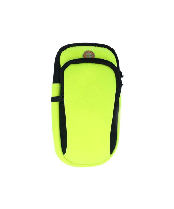 Borsa da Braccio Sportiva Morbida Sacchetto Bracciale Porta Cellulare Con Uscita Cavo Auricolari Colore Giallo Fluo
