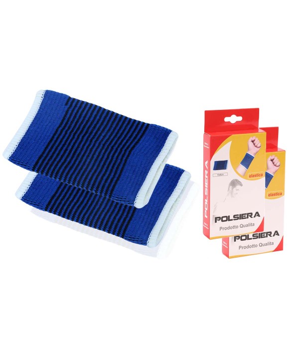 2 Polsiere Colore Blu Fascia da Polso Elastica Per Sport Palestra Lavoro