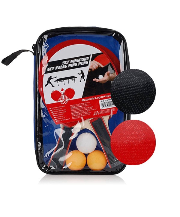 Confezione Ping Pong 2 Racchette in Legno piu 3 Palline Set Tennis da Tavolo per Adulti e Bambini con Custodia