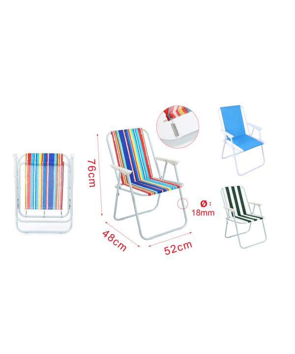 Sedia Pieghevole da Spiaggia, Leggera e Comoda, Colori Assortiti