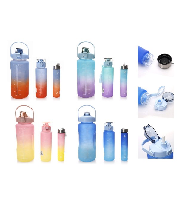 Set 3 Pezzi Borraccia Sportiva 300ml 900ml 2000ml con Cannuccia e Indicatore del Tempo Motivazionale Colore Assortito