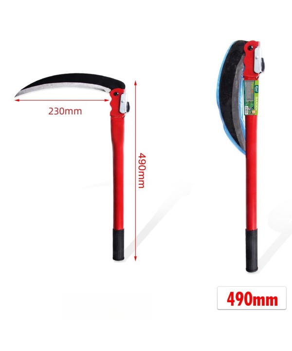 Falce Pieghevole 49cm Lama 23cm Alto Giardinaggio Multiuso Falce da Erba per Diserbo Falce di Sicurezza Portatile per Escursionismo di Emergenza Attrezzi