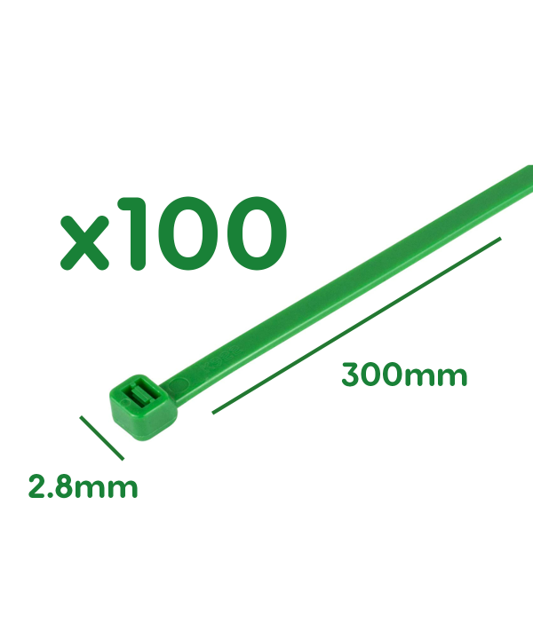 100 Fascette Plastica Verde Giardinaggio 2.8X300mm