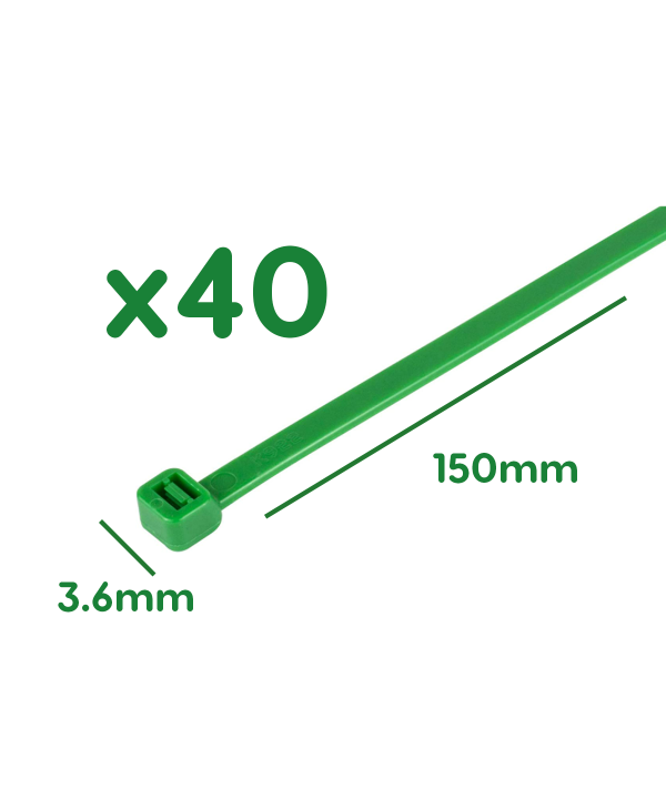 40 Fascette Plastica Verde Giardinaggio 3.6X150mm