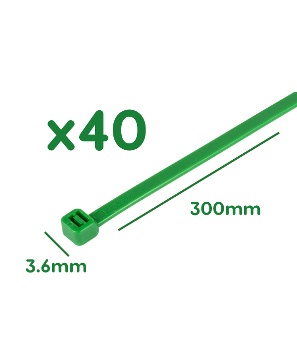 40 Fascette Plastica Verde Giardinaggio 3.6X300mm