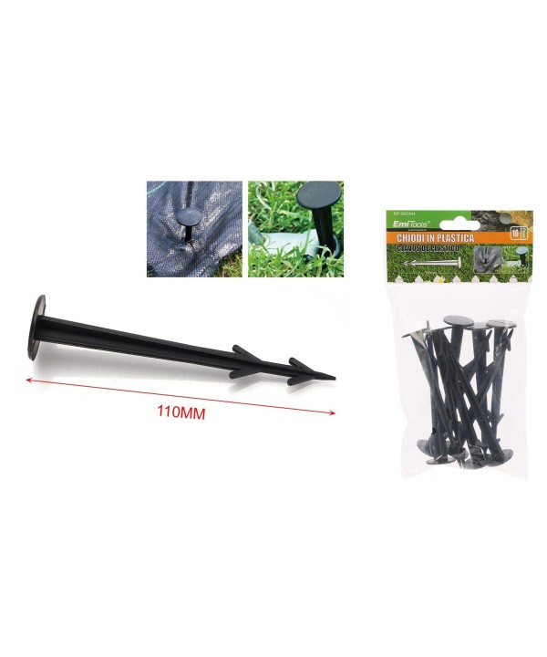 10 Pezzi Ancoraggio Picchetti Chiodi in Pastica per Giardino 110mm Nero