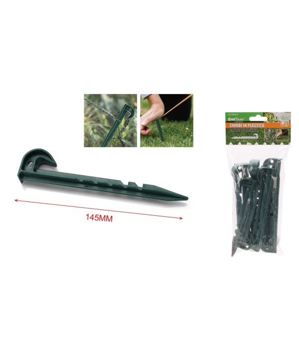 10 Pezzi Ancoraggio Picchetti Chiodi in Pastica per Giardino 145mm Verde