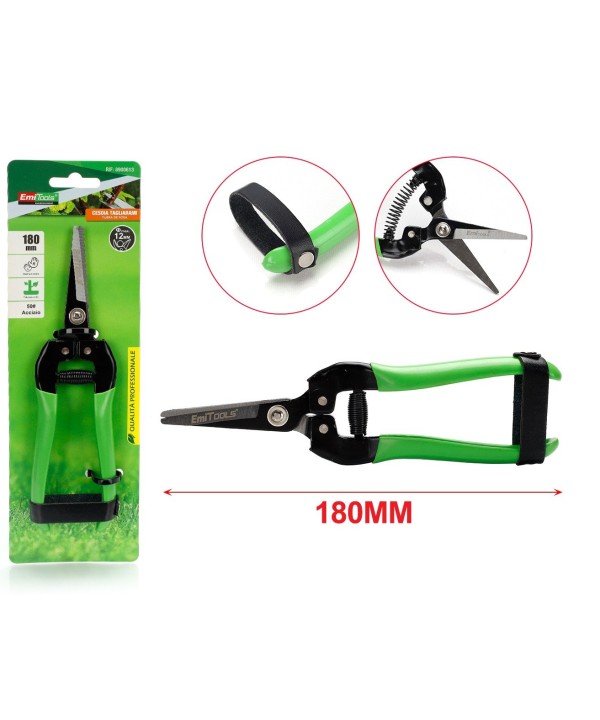 Forbici Cesoia Tagliarami 180mm Con Molla Rami Massimo Tagliabile 12mm per Potatura Giardinaggio Professionale