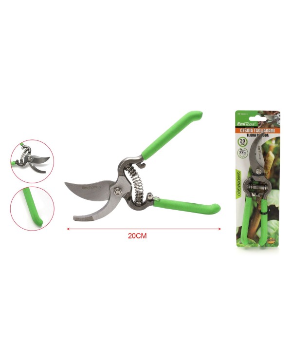 Forbici Cesoia Tagliarami 200mm Con Molla Rami Massimo Tagliabile 22mm per Potatura Giardinaggio Professionale