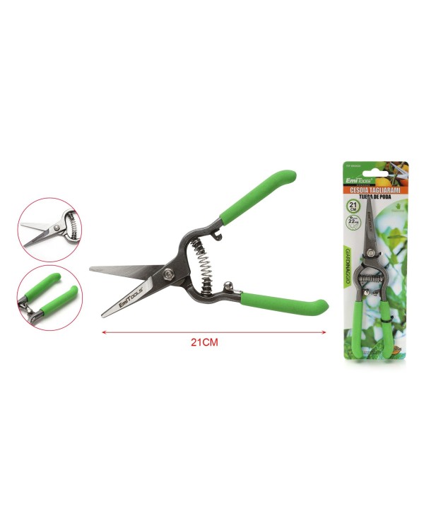 Forbici Cesoia da Potatura 210mm Con Molla Rami Massimo Tagliabile 15mm per Potatura Giardinaggio Professionale