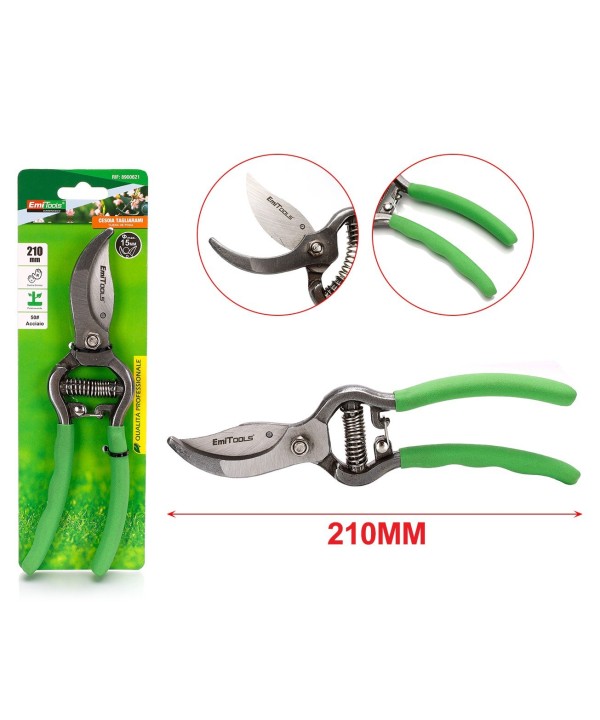 Forbici Cesoia Tagliarami 210mm Con Molla Rami Massimo Tagliabile 22mm per Potatura Giardinaggio Professionale