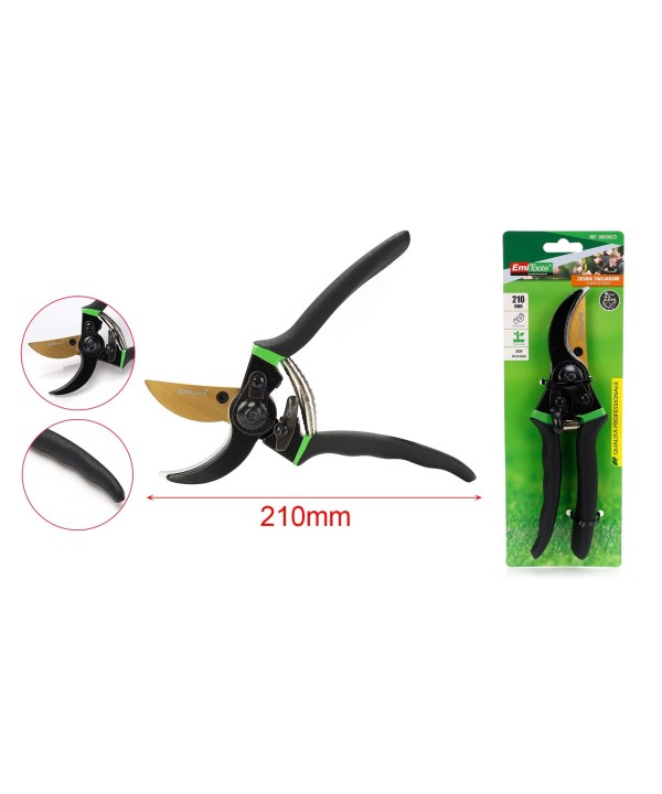 Forbici Cesoia Tagliarami 210mm Con Molla Rami Massimo Tagliabile 22mm per Potatura Giardinaggio Professionale